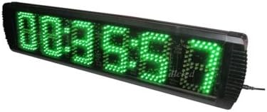 BESTLED LED Race Timing Clock for Sports Events 5" High Character LED Race Timing Clock Green Color Support Countdown/up Function and Real Time Clock Function IR Remote Control Aluminum Case