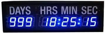 GOODRELIISH 1.8" 9 Digits LED Timer Clock Countdown/up Wall Mounted with Days Hours Mins Secs Blue Color