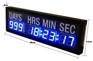 GOODRELIISH 1.8" 9 Digits LED Timer Clock Countdown/up Wall Mounted with Days Hours Mins Secs Blue Color