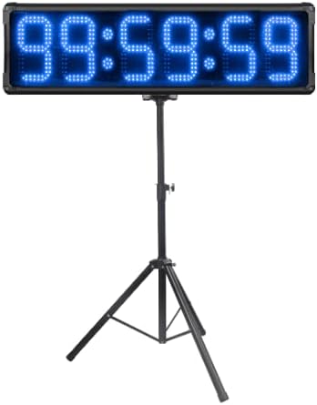 Godrelish 8-inch Double Sided Hours Minutes Seconds LED Race Timing Clock Support Countdown/up Timer Running Events Countdown/up with Tripod Blue Color