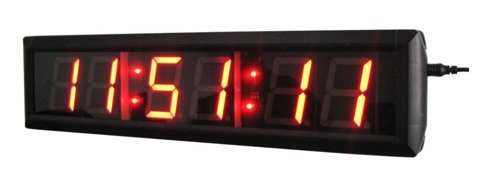 Large Wall Clock 2.3" High Character 6 Digits Red Color LED Digital Clock 12/24-Hour Display Real Time Clock Support Countdown/up Function in Hours Minutes Seconds