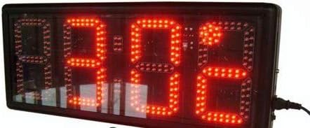 BestLED LED Time and Temperature Sign 8" High Character for Outdoor/Indoor IR Remote Control Countdown Wall Clock LED Display with MM-DD or DD-MM Date Calendar