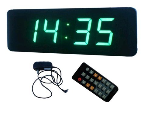 BestLED Green Color 4 Digits 2.3" Indoor LED Digital Wall Clock Support 12/24-Hour Display with Countdown/up Function Max 99 Minutes 59 Seconds