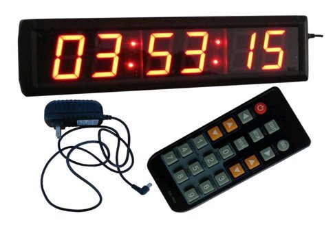 Large Wall Clock 2.3" High Character 6 Digits Red Color LED Digital Clock 12/24-Hour Display Real Time Clock Support Countdown/up Function in Hours Minutes Seconds