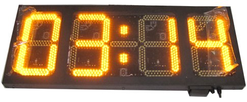 Godrelish Large Semi-Outdoor 12-inch 4 Digits LED Wall Clock Support 12/24 Hours Minutes Clock Yellow Color