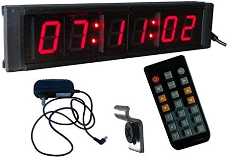 BestLED LED Digital Wall Clock 1" High 6 Digits Countdown Clock Support 12/24-Hour Display Red Color LED Countdown Clock IR Remote Control