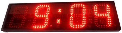 6" 4 Digits Semi-Outdoor LED Digital Clock Wall Mounted Countdown/up Clock 12/24 Hour Format Display
