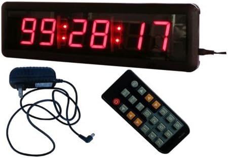 BESTLED LED Digital Clock 1.8" High Character 12/24-Hour Display Support Countdown/up Timer Function in Hours Minute Seconds Remote Control Ultra Bright Red Color