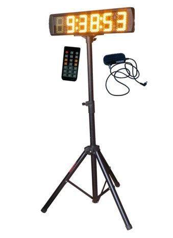 Godrelish Single Sided Yellow Color LED Race Timing Clock Countdown Timer with Tripod 5" High Character for Semi-Outdoor/Outdoor Running Events IR Remote Control