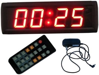 BestLED 2.3" 4 Digits LED Digital Clock Countdown/up Function 12/24 Hour Display IR Remote Control,Red