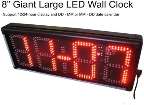 BestLED LED Time and Temperature Sign 8" High Character for Outdoor/Indoor IR Remote Control Countdown Wall Clock LED Display with MM-DD or DD-MM Date Calendar