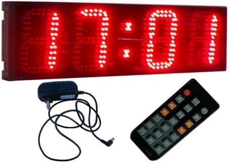 6" 4 Digits Semi-Outdoor LED Digital Clock Wall Mounted Countdown/up Clock 12/24 Hour Format Display