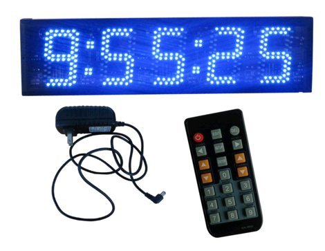 Blue Color 5" LED Race Timing Clock Countdown/up Timer LED Digital Clock for Outdoor/Semi-Outdoor Count up to 9 Hours 59 Minutes 59 Seconds IR Remote Control