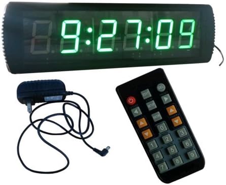 BestLED Large LED Digital Wall Clock Green Color 3" High Character Support 12/24-Hour Display with Countdown/up Function Remote Control Ultra Brightness Aluminum Case
