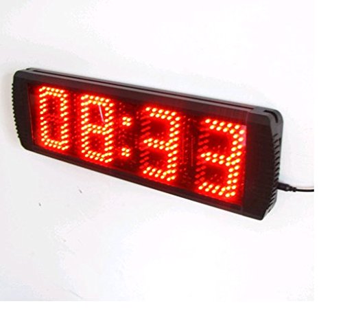 BestLED 5inch 4 Digits Semi-Outdoor LED Digital Clock Red Color Wall Clock Countdown/up Remote Control