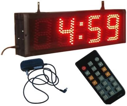 BestLED Red Color Double Sided Large LED Wall Clock 5" High 4 Digits LED Digital Clock with Countdown/up Function Support 12/24 Hour Display IR Remote Control Ultra Brightness