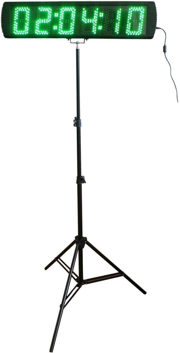 Godrelish Giant 5-inch LED Race Timing Clock Timer with Tripod for Semi-outdoor/Outdoor Running Events IR Remote Control Green Color