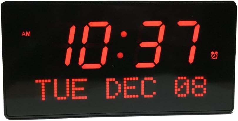 Godrelish Digital Led Calendar Clock IR Remote Control Red Alarm Clock with Day and Date