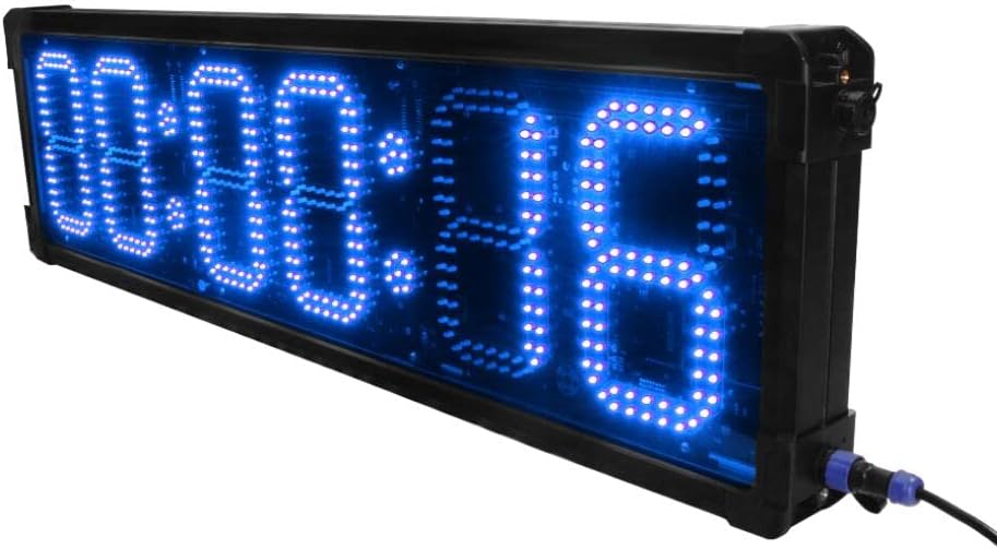 Godrelish 8-inch Double Sided Hours Minutes Seconds LED Race Timing Clock Support Countdown/up Timer Running Events Countdown/up with Tripod Blue Color