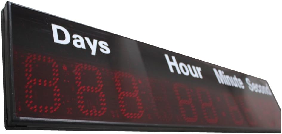 Godrelish 6-inch 9 Digits LED Timer Countdown/up Wall Mounted Clock with Days Hours Mins Secs Red Color