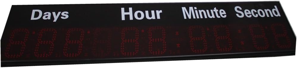 Godrelish 6-inch 9 Digits LED Timer Countdown/up Wall Mounted Clock with Days Hours Mins Secs Red Color