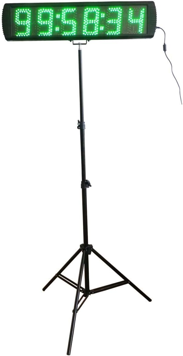 Godrelish Giant 5-inch LED Race Timing Clock Timer with Tripod for Semi-outdoor/Outdoor Running Events IR Remote Control Green Color