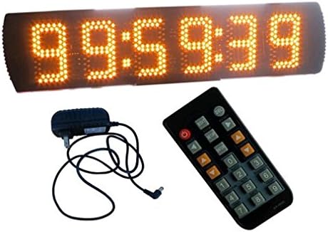 LED Race Timing Clock 5" High Character Hours Minutes Seconds Countdown/up Max Up to 99 HRS 59 Mints 59 SECS IR Remote Control Yellow Color