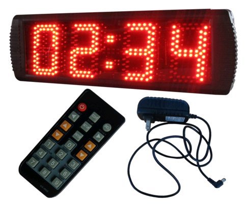 BestLED 5inch 4 Digits Semi-Outdoor LED Digital Clock Red Color Wall Clock Countdown/up Remote Control
