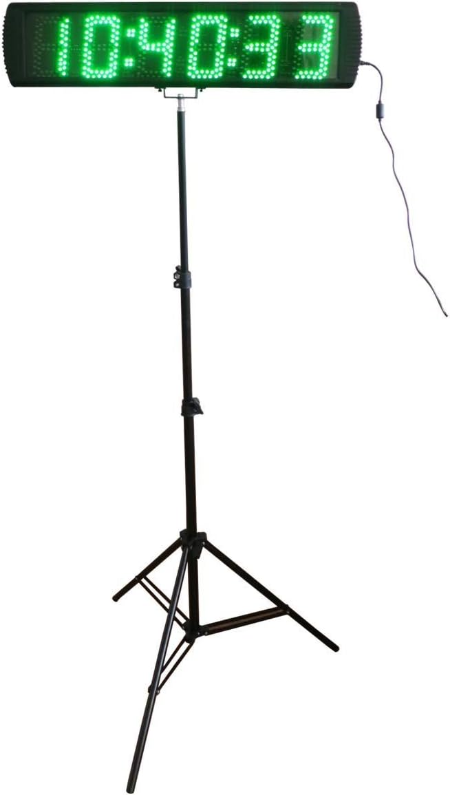 Godrelish Giant 5-inch LED Race Timing Clock Timer with Tripod for Semi-outdoor/Outdoor Running Events IR Remote Control Green Color