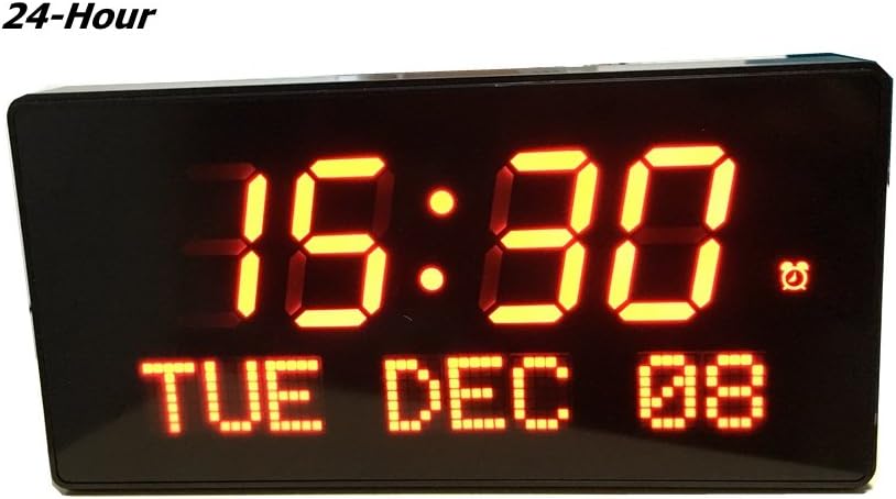 Godrelish Digital Led Calendar Clock IR Remote Control Red Alarm Clock with Day and Date