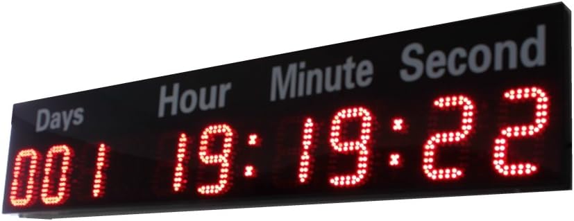 Godrelish 6-inch 9 Digits LED Timer Countdown/up Wall Mounted Clock with Days Hours Mins Secs Red Color