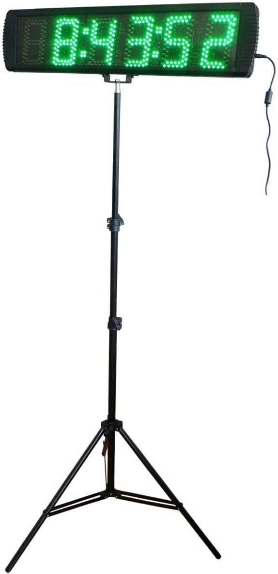 Godrelish Giant 5-inch LED Race Timing Clock Timer with Tripod for Semi-outdoor/Outdoor Running Events IR Remote Control Green Color