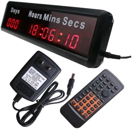 BestLED 1" 9 Digits LED Countdown/up Clock with Days HRS Mints SECS Clock Max Up to 1000 Days Countdown/up IR Remote Control
