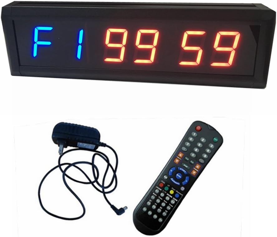 Godrelish Internal Training Timer Gym Boxing Tabata Stopwatch Led Wall Clock for Fitness W/Remote Control