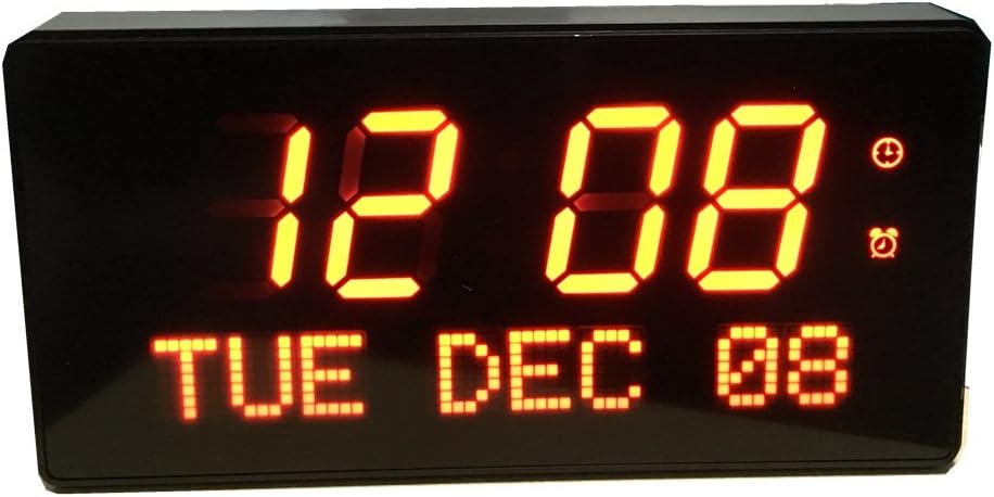 Godrelish Digital Led Calendar Clock IR Remote Control Red Alarm Clock with Day and Date