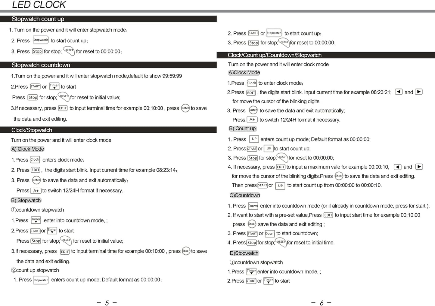 Godrelish Single Sided Red Color LED Race Timing Clock Countdown/up Timer with Tripod 5" High Character for Semi-Outdoor/Outdoor Running Events IR Remote Control