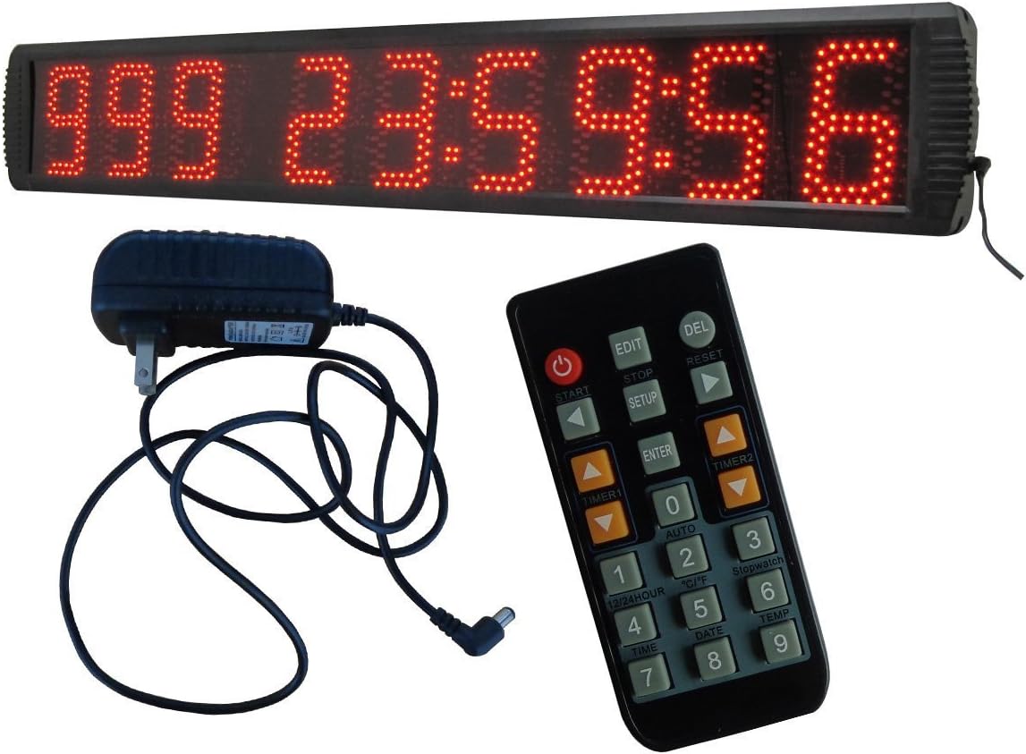 Godrelish Giant 5" High Character 9 Digits LED Days Countdown Clock Max Count up to 1000 Days IR Remote Control Red Color