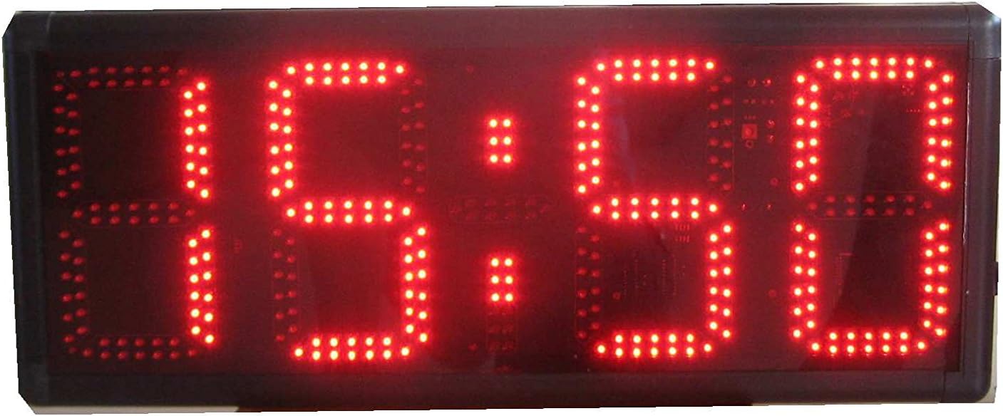 Godrelish Large 8-inch 4 Digits LED Race Timing Clock Countdwon or Up Timer 12/24 Hours Minutes Clock with IR Remote Control Red Color