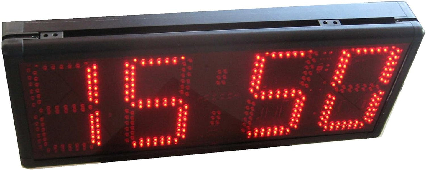 Godrelish Large 8-inch 4 Digits LED Race Timing Clock Countdwon or Up Timer 12/24 Hours Minutes Clock with IR Remote Control Red Color