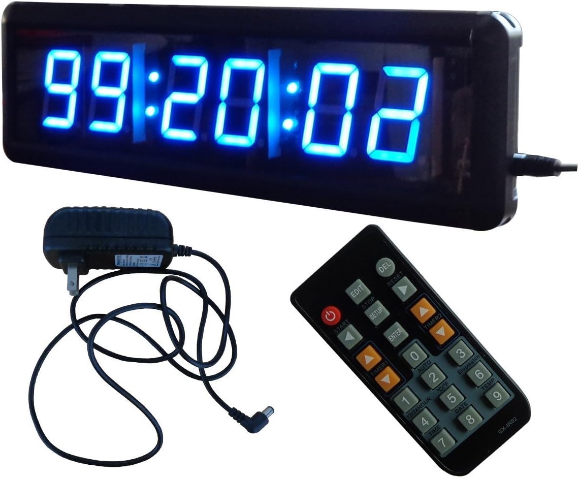Godrelish 1.8-inch LED Countdown/up Timer 12/24-Hour Display Real Time Clock in Hours Minutes Seconds Blue Color