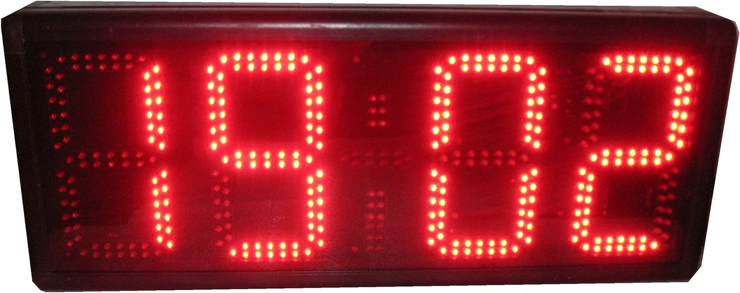 Godrelish Large 8-inch 4 Digits LED Race Timing Clock Countdwon or Up Timer 12/24 Hours Minutes Clock with IR Remote Control Red Color