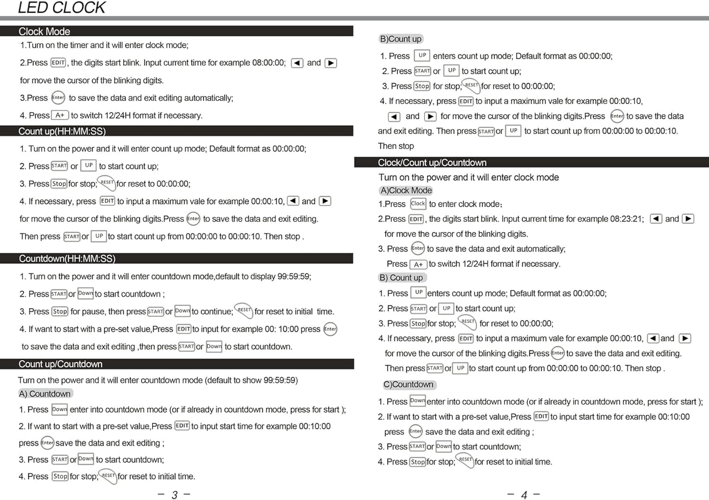 Godrelish Single Sided Red Color LED Race Timing Clock Countdown/up Timer with Tripod 5" High Character for Semi-Outdoor/Outdoor Running Events IR Remote Control