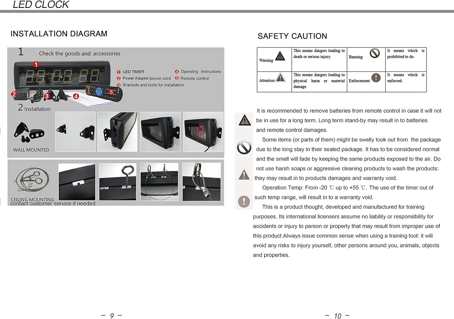 Godrelish Single Sided Red Color LED Race Timing Clock Countdown/up Timer with Tripod 5" High Character for Semi-Outdoor/Outdoor Running Events IR Remote Control