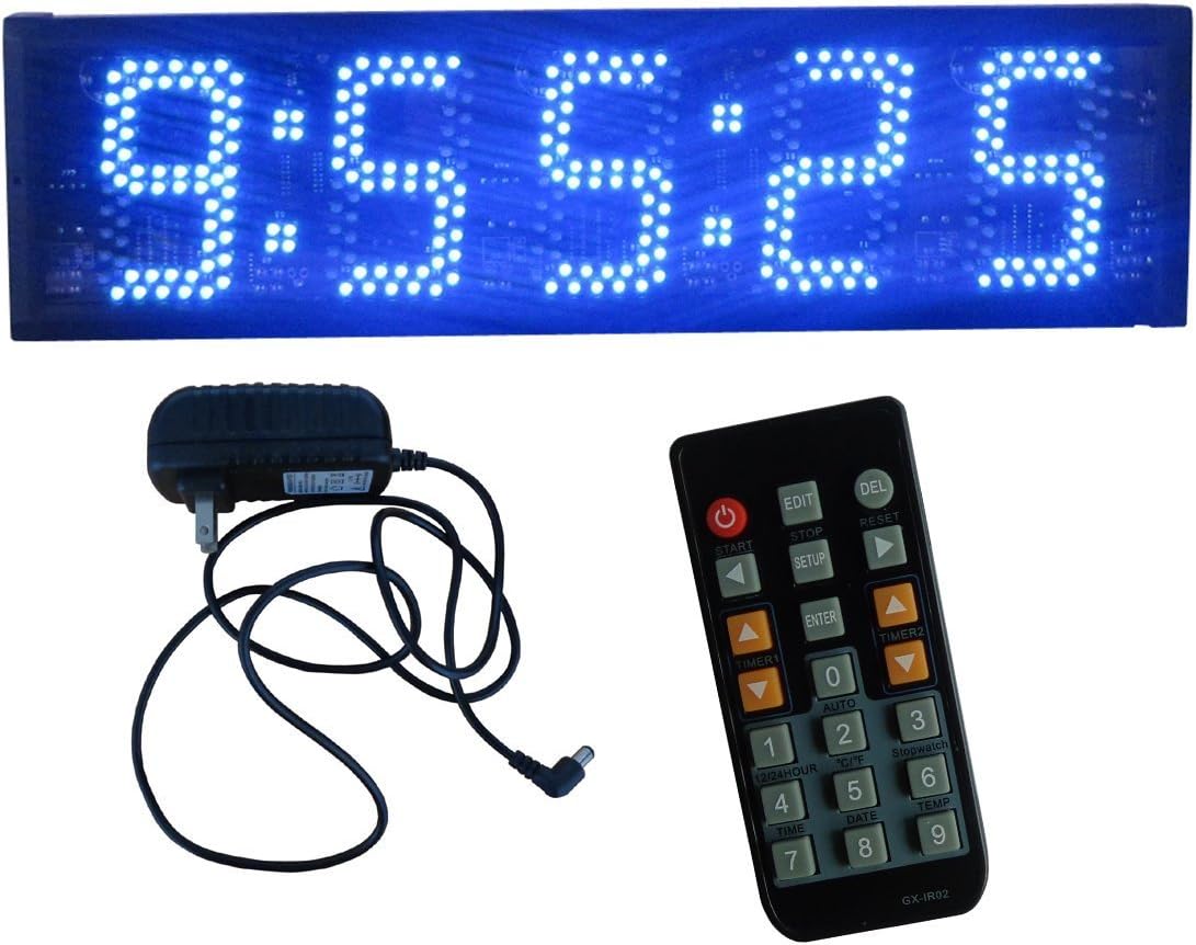 5Digits LED Race Timing Clock LED Countdown Up to 9hours 59minutes 59seconds Timer by IR Remote Control Blue Color